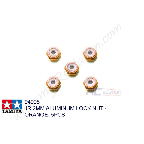 Tamiya #94906 - JR 2mm Aluminum Lock Nut Orange 5 Pcs [94906]