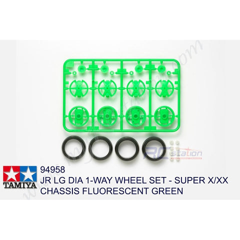 Tamiya #94958 - Large Dia. 1Way Wheel Set For X&XX Fluorescent Green [94958]