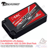 SUNPADOW ERC LiPo Battery 4500mAh 7.4v 100C 33.3Wh Short Pack For D5S and Major Drift Chassis