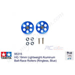 Tamiya #95315 - HG 19mm Lightweight Aluminum Ball-Race Rollers (Ringless, Blue)[95315]