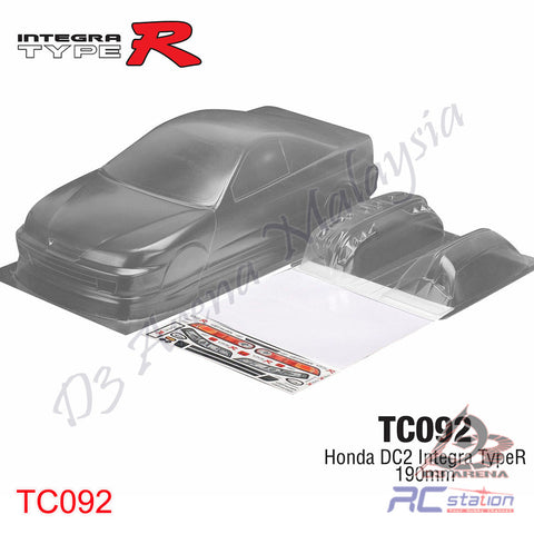 TeamC Racing 1/10 Clear Body Shell TC092 Honda DC2 (Width 190mm, WheelBase 258mm)