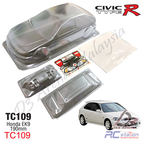 TeamC Racing 1/10 Clear Body Shell TC109 Honda EK9 (Width 190mm, WheelBase 258mm)