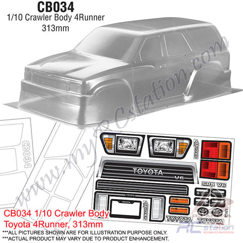 Team C Crawler Clear Body Shell CB034 1/10 Crawler Body Toyota 4Runner (Width 210mm, WheelBase 313mm)