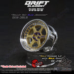 DS Racing #DE-218 - Drift Element Wheel Rim Series II - Adjustable Offset (2) / Gold Face Chrome Lip with Gold Rivets
