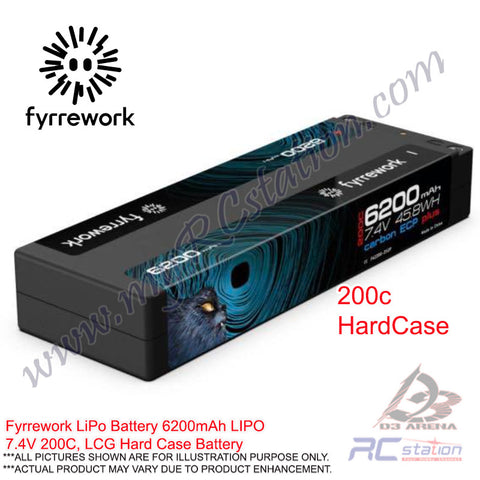 Fyrrework RC LiPo Battery 6200mAh LIPO 7.4V 200C, LCG Hard Case Battery Racing Pack