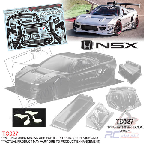 TeamC Racing Clear Body Shell TC027 1/10 Pandem Honda NSX (Width 200mm, WheelBase 257mm)