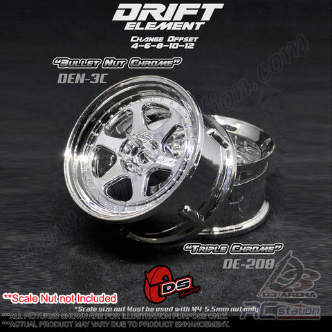 DS Racing #DE-208 - Drift Element Wheel Rim Series II - Adjustable Offset (2pcs) / Triple Chrome