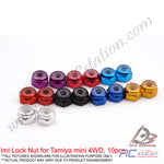 Imi Lock Nut for Tamiya Mini 4WD, 10pcs (Blue, Black, Red, Gold, Purple, Pink)