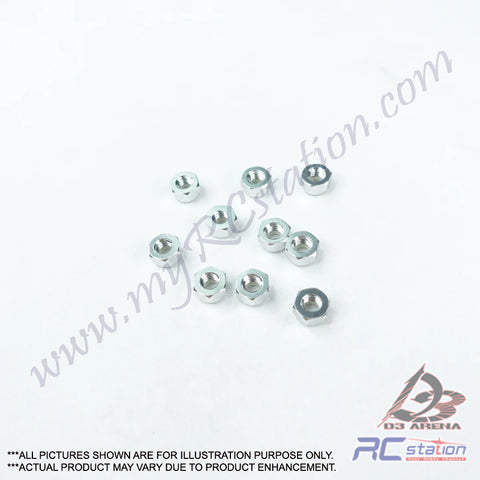 3Racing #3RAC-N40/SI - 3RAC-N40/SI 4mm Aluminum Lock Nuts (10 Pcs) - Silver