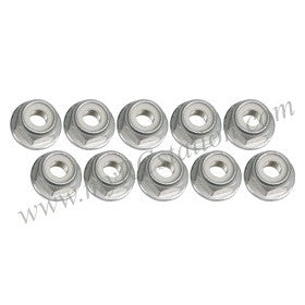 4mm Aluminum Flanged Lock Nuts (10 Pcs) - Silver #3RAC-NF40/SI
