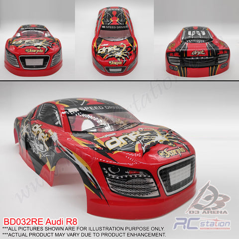 PVC 1/10 Body Shell - Audi R8 W:190 WB:260 - BD032