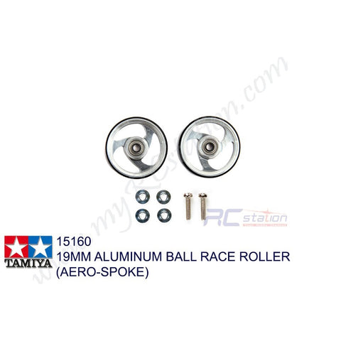 Tamiya #15160 - 19MM Alu.Ball Race Roller ( Aero-Spoke ) [15160]