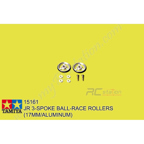 Tamiya #15161 - JR 3-Spoke Ball-Race Rollers - (17mm/Aluminum) [15161]