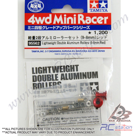 Tamiya #95562 - Lightweight Double Aluminum Rollers (9-8mm/Red) [95562]