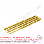 RC Professional Hex Screw Driver Titanium Plating Hardened 1.5 2.0 2.5 3.0mm for RC Cars, Trucks, Boats & Helis